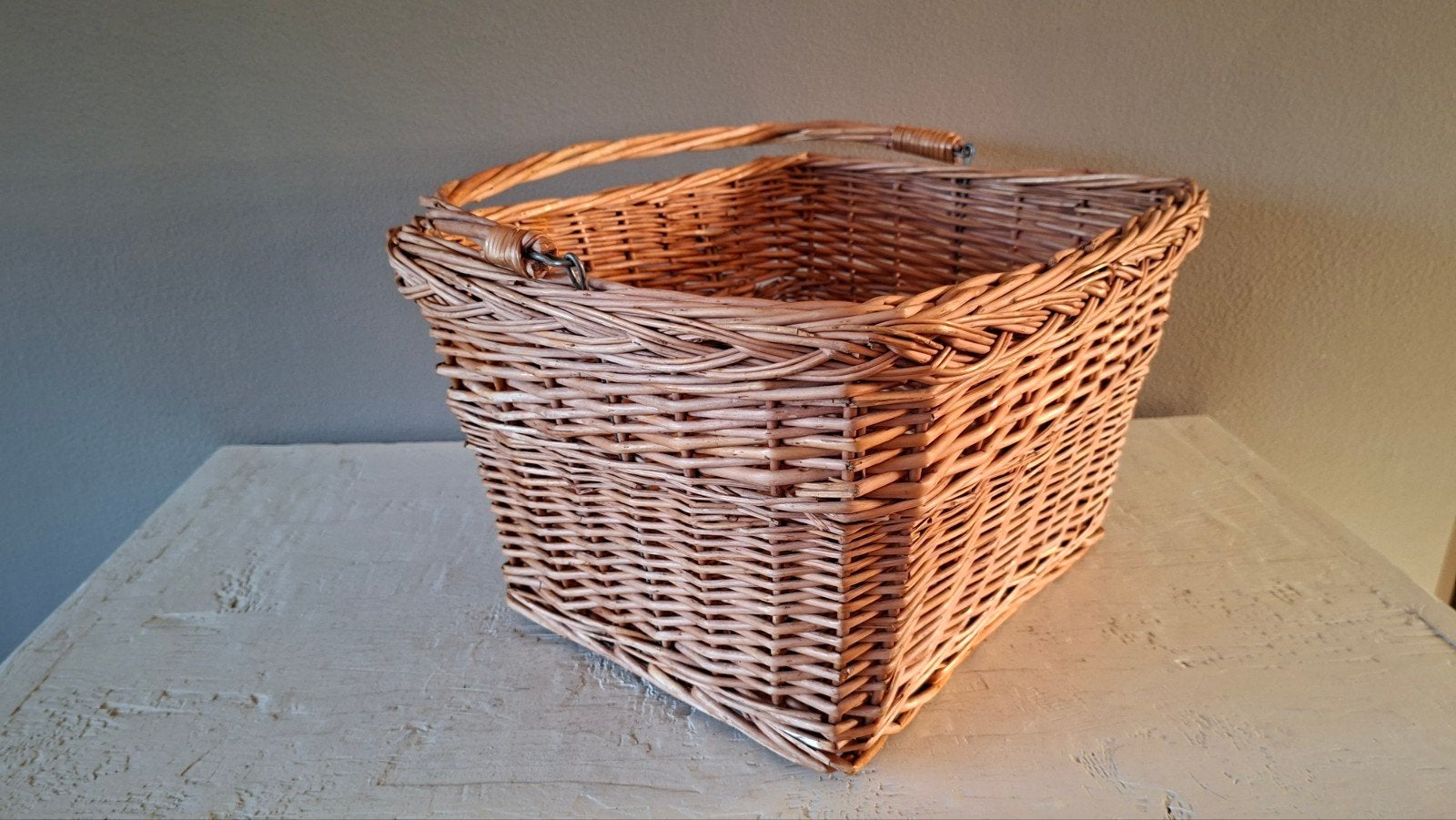 Vintage rotan fietsmand met haken, Ophalen of Verzenden, Gebruikt