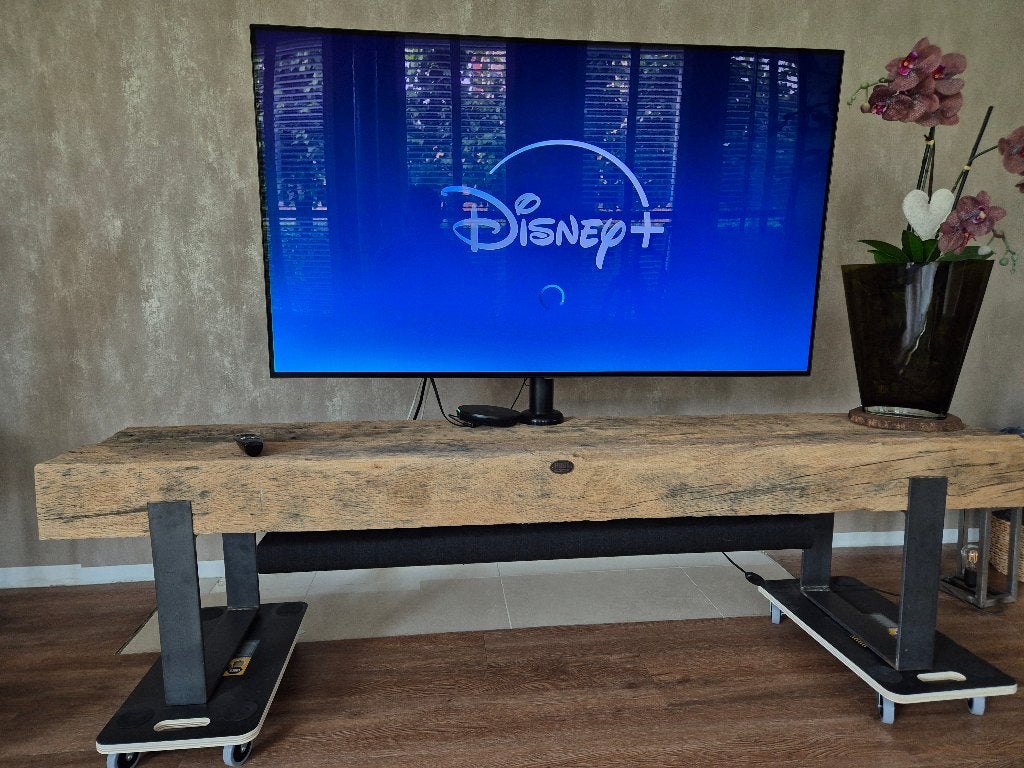 Exclusief Oud-Eiken TV-meubel van 'Hout van Toen' teab,, Ophalen, 150 tot 200 cm, Eikenhout, Zo goed als nieuw