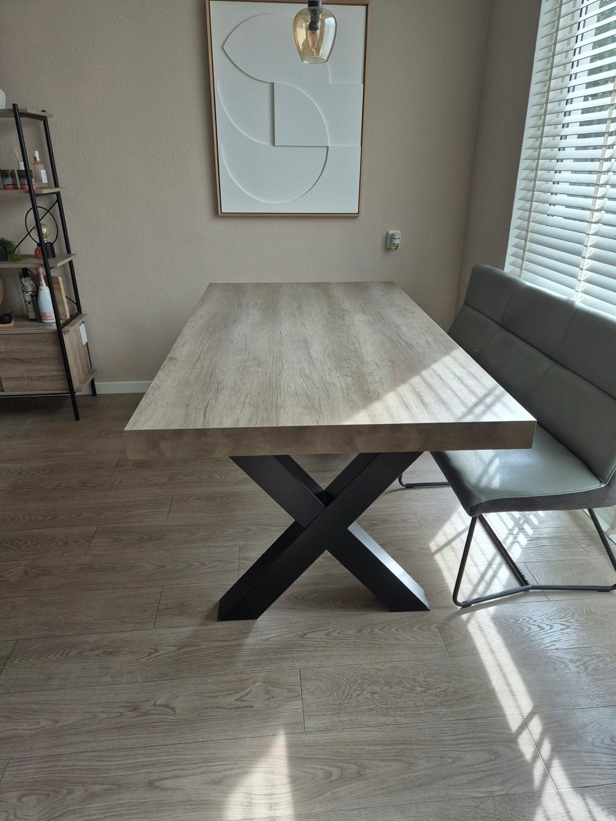 Eettafel met X-poten - Modern en Ruim, Ophalen, Gebruikt, 100 tot 150 cm, 150 tot 200 cm