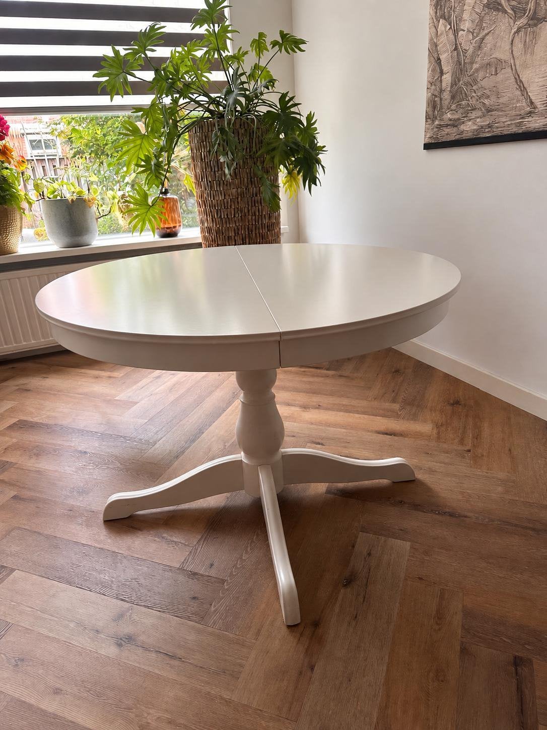 IKEA INGATORP uitschuifbare eettafel wit – bieden, Ophalen, Gebruikt, Rond, 100 tot 150 cm
