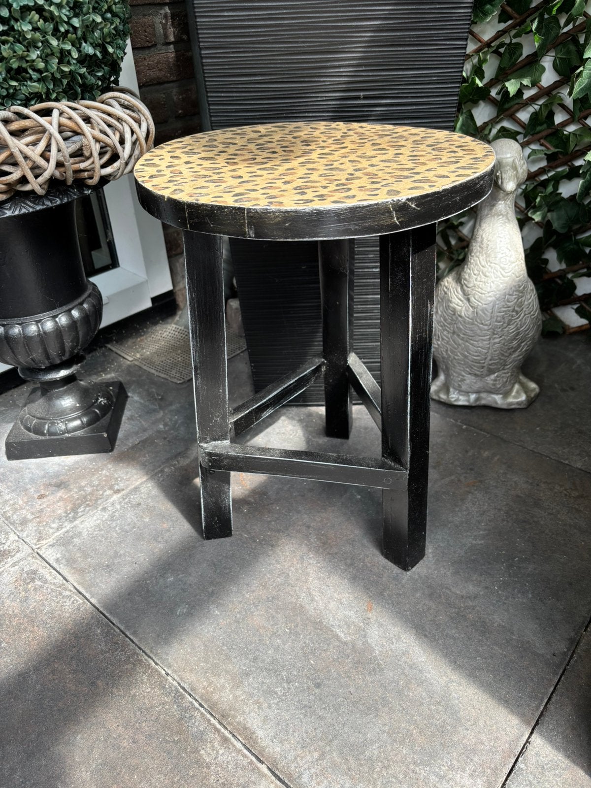 Kruk panter zwart hout, Hout, Ophalen of Verzenden, Gebruikt, Brocante