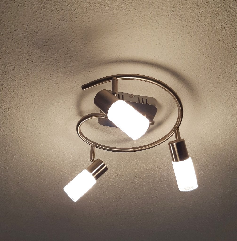 Plafondspot Flair Misam 3x led, rvs, satijnglas - heel fraai, Ophalen of Verzenden, Zo goed als nieuw, Plafondspot of Wandspot
