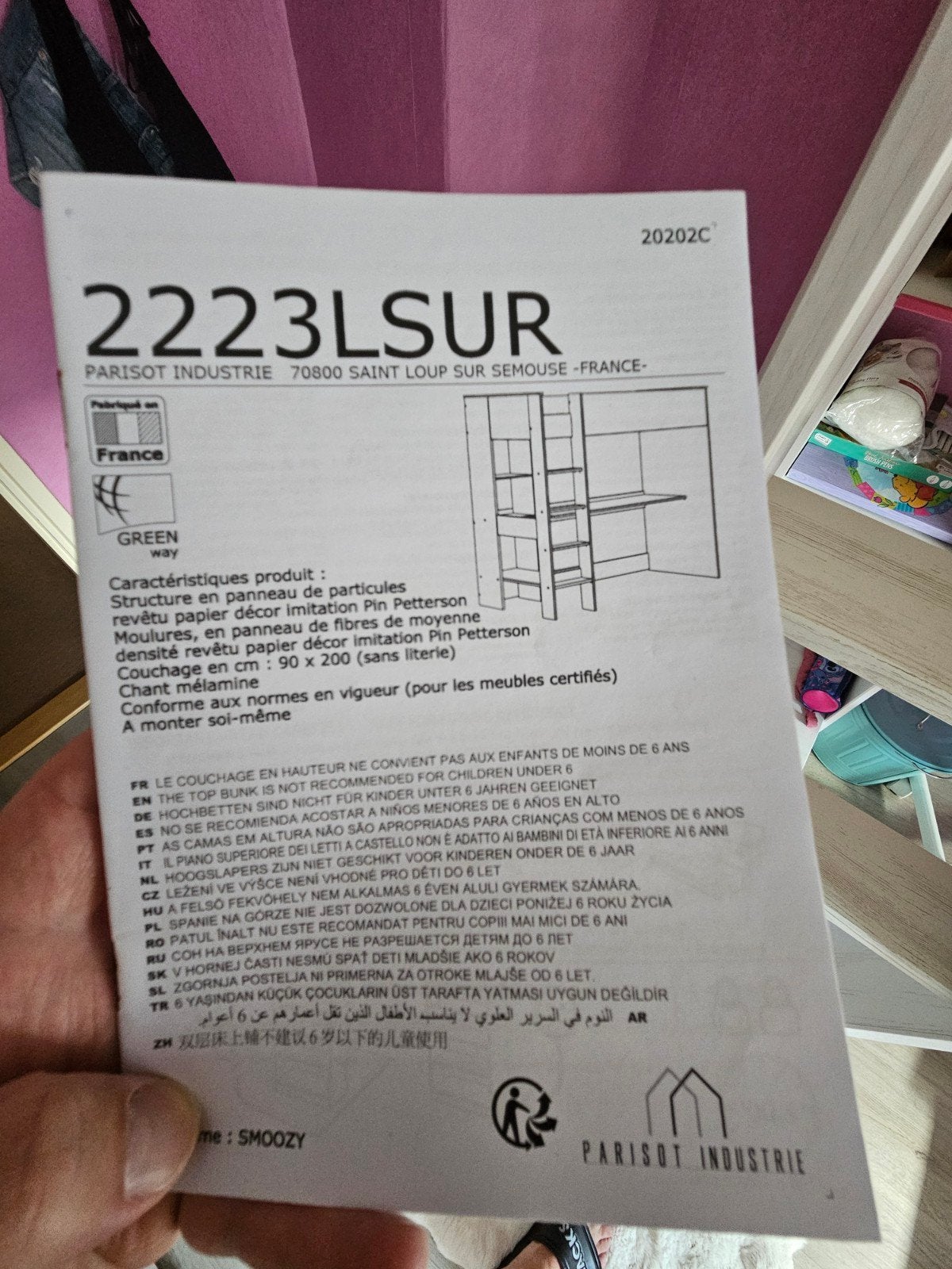 Hoogslaper 90x200cm met bureau en bouwtekening, Ophalen, Gebruikt, Eenpersoons, 200 cm