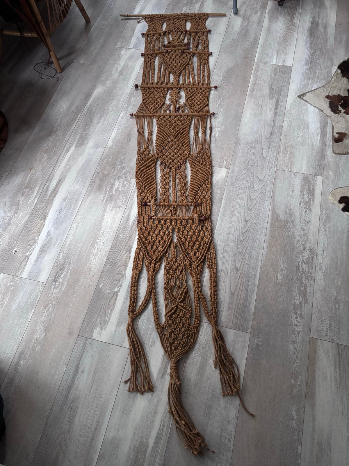 Handgemaakte Macramé Wandhanger - Boho Stijl, Textiel, Ophalen of Verzenden, Zo goed als nieuw, Bruin