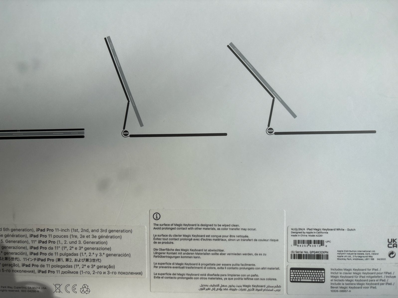 Apple Magic Keyboard voor iPad Pro 11-inch (Wit, QWERTY), Computers en Software, Wit, Apple iPad Air, 11 inch, Nieuw