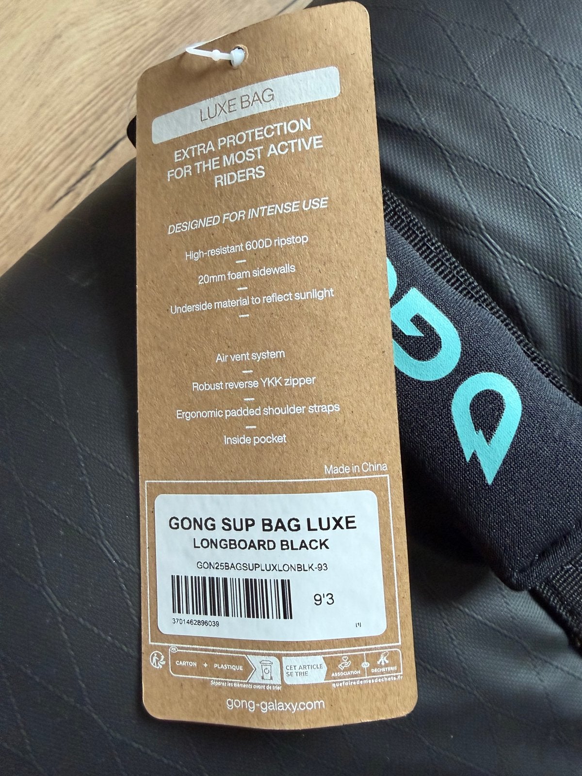 Gong SUP Bag Luxe Longboard Black 9'3 - nieuw, Watersport en Boten, Ophalen, Nieuw, SUP-accessoire