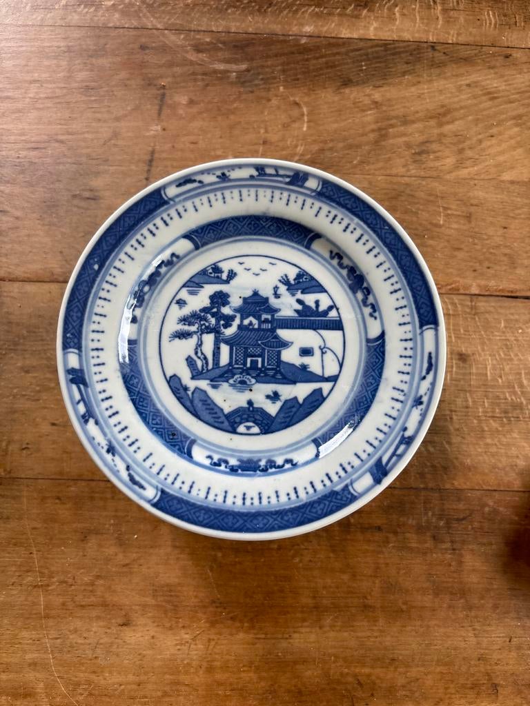 11 Chinese porseleinen taartbordjes, blauw-wit, 16 cm, Ophalen