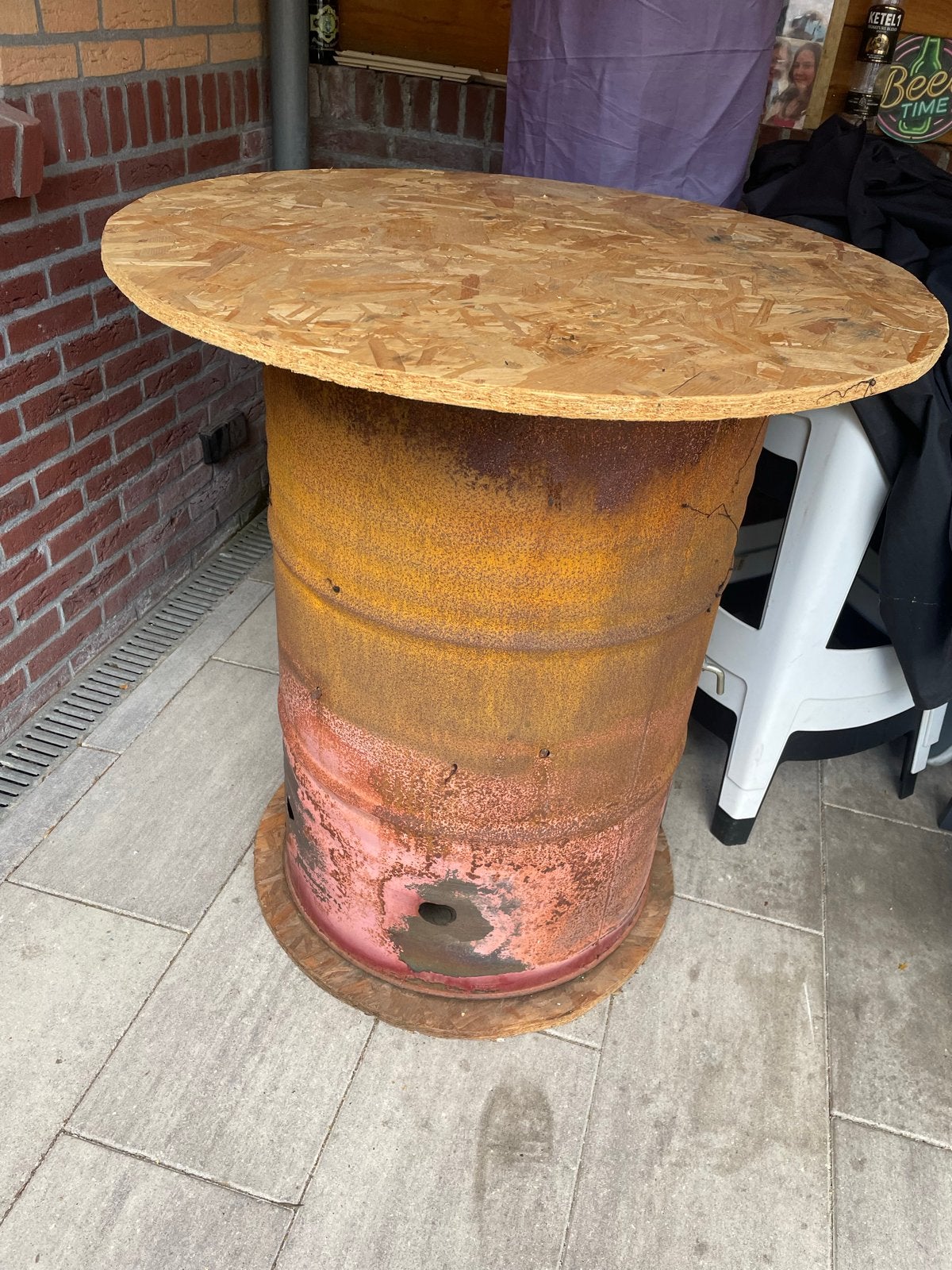 Vuurton met bijzet tafelblad, Tuin en Terras, Ophalen, Gebruikt, Vuurton