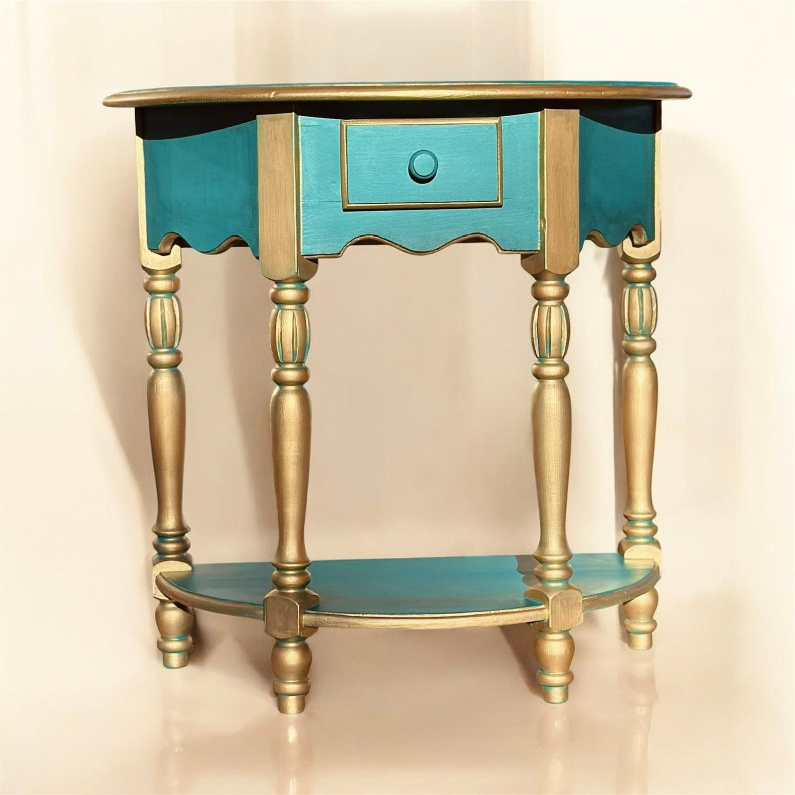 Groene vintage sidetable, Huis en Inrichting, Tafels | Sidetables, Ophalen, 50 tot 100 cm, Zo goed als nieuw, 25 tot 50 cm
