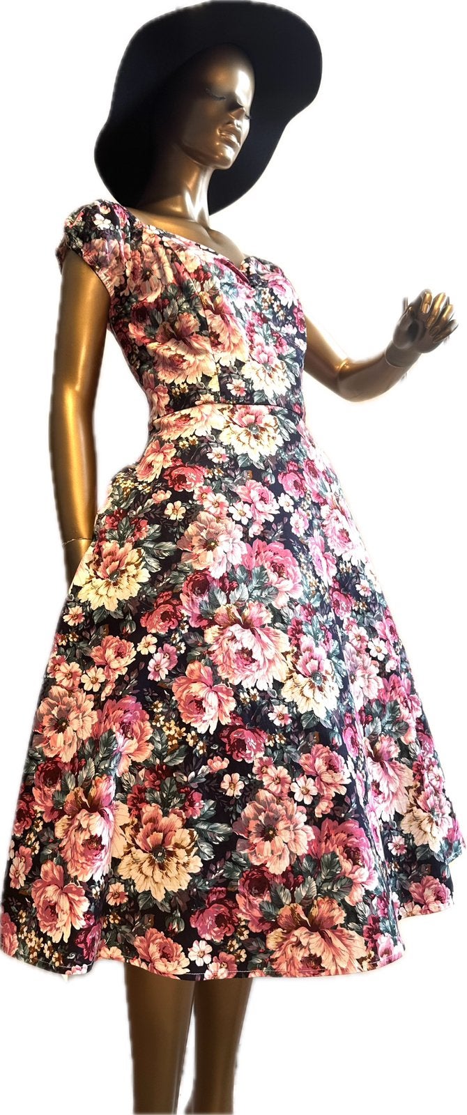 Swingdress bloemen katoen Banned XL-XXL, Overige typen, Blauw, Maat 42/44 (L), Nieuw