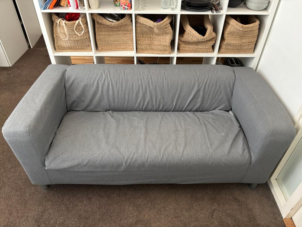 IKEA 3-zitsbank grijs, Huis en Inrichting, Banken | Bankstellen, Ophalen, 150 tot 200 cm, 75 tot 100 cm, Rechte bank