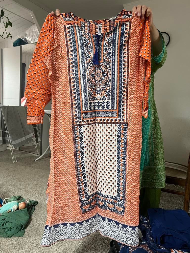 Indian bollywood salwar kameez kurti 3 delig, Ophalen of Verzenden, Zo goed als nieuw, Overige typen