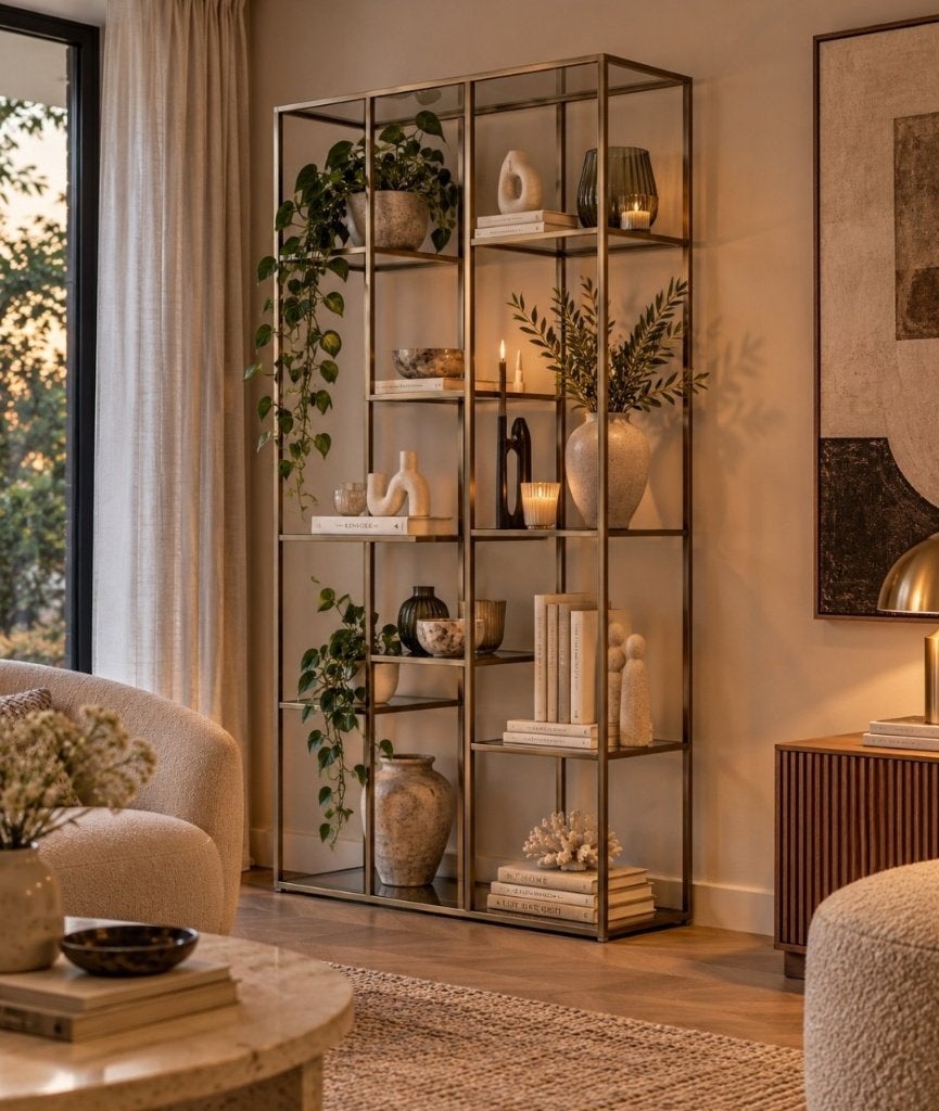 Luxe open kast wandmeubel PIUAR metaal wit & nikkel, Ophalen, Met plank(en), 200 cm of meer, Nieuw
