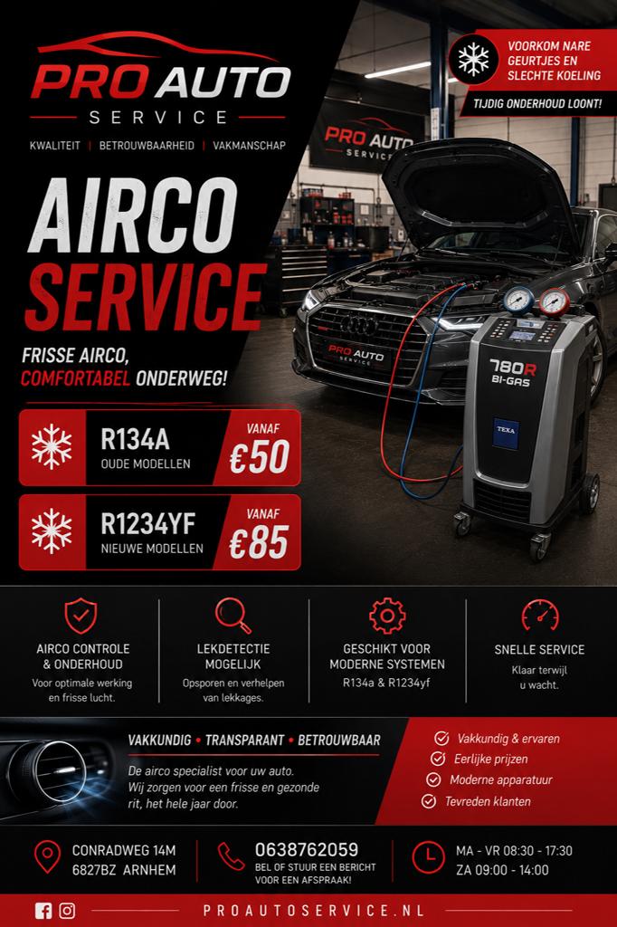 Aircoservice Arnhem | R134a vanaf €50 • R1234yf vanaf €85, Ophalen, Nieuw