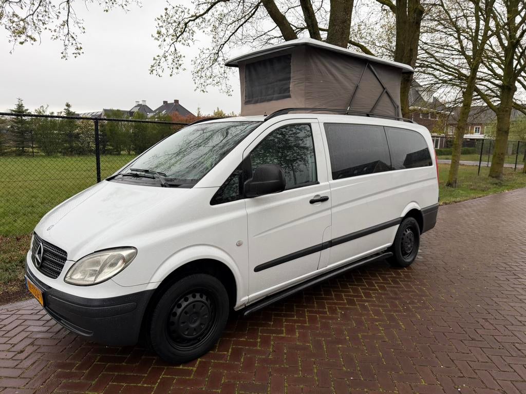 Mercedes Vito Buscamper 115CDI L2H1 met groothefdak AIRCO, 74 pk, Zwart, 4 cilinders, Wit