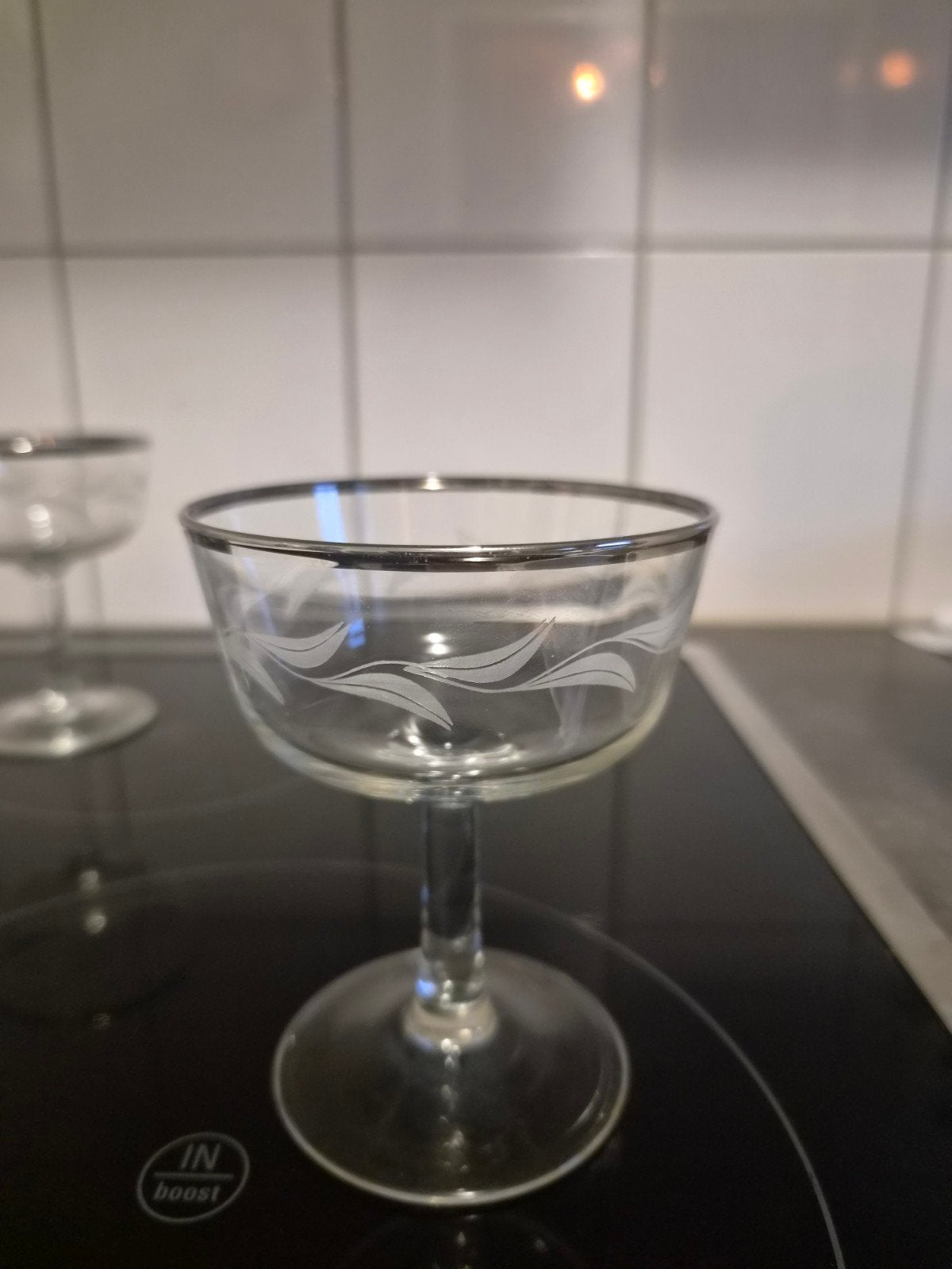 Set van 4 vintage champagnecoupes met zilveren rand, Antiek en Kunst, Ophalen of Verzenden