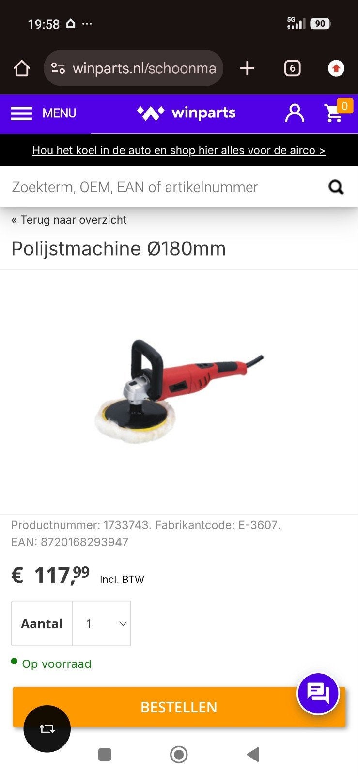 Polijstmachine Ø180mm - Nieuw in koffer, Ophalen of Verzenden, Nieuw, 600 tot 1200 watt, Overige typen