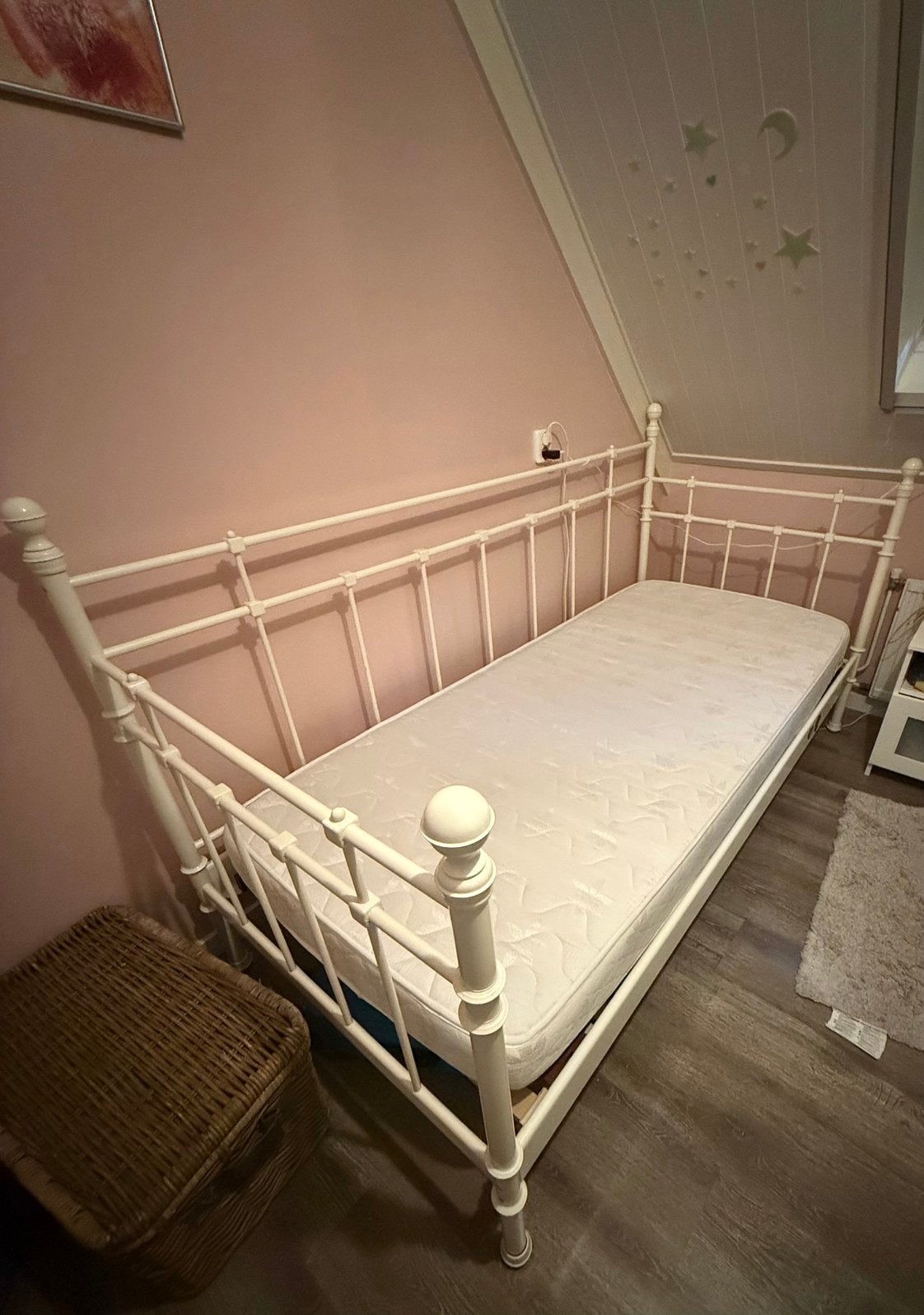 IKEA Tromsnes bed, Ophalen, 90 cm, Eenpersoons, Wit