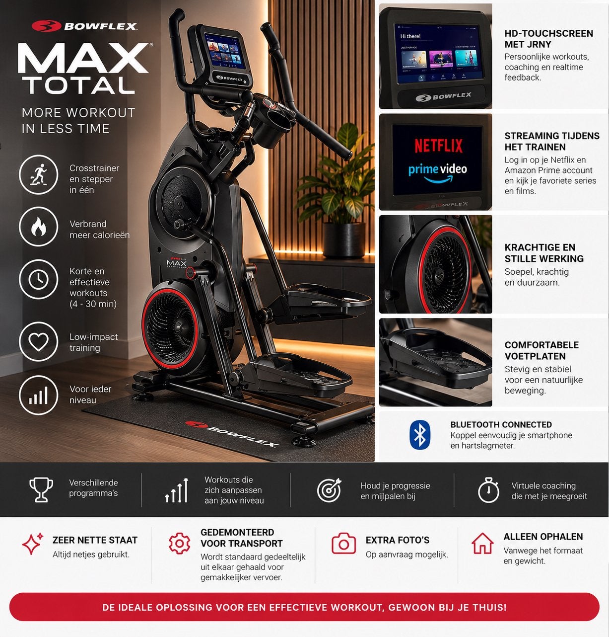 Bowflex M10 Max Total – Touchscreen – Nieuwprijs €3000, Ophalen, Zo goed als nieuw, Armen, Crosstrainer