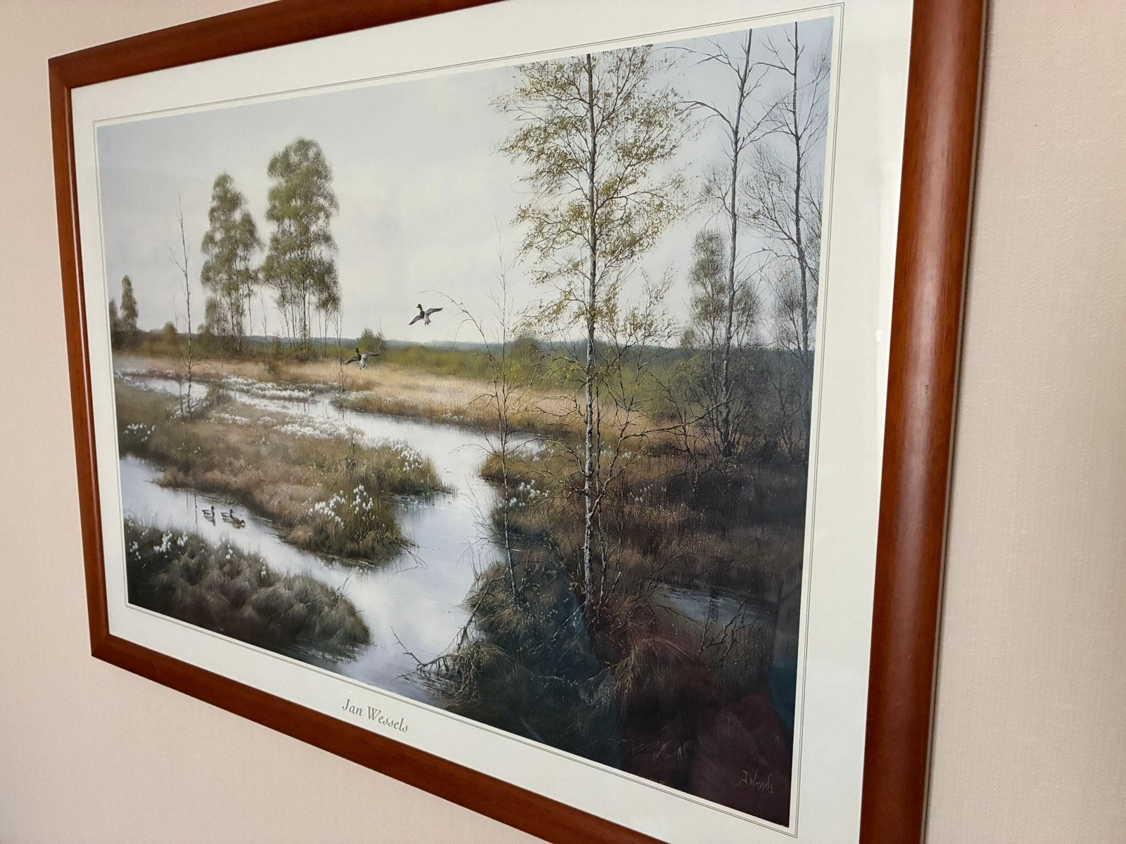 Mooi ingelijste prent van Jan Wessels, Ophalen, Realistisch, Landschap, Print