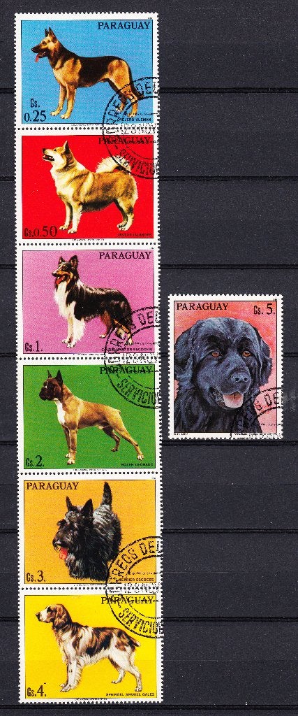 B448 - Paraguay michelnr 4012/4018 gestempeld strip + 1 zeg, Verzenden, Gestempeld, Zuid-Amerika