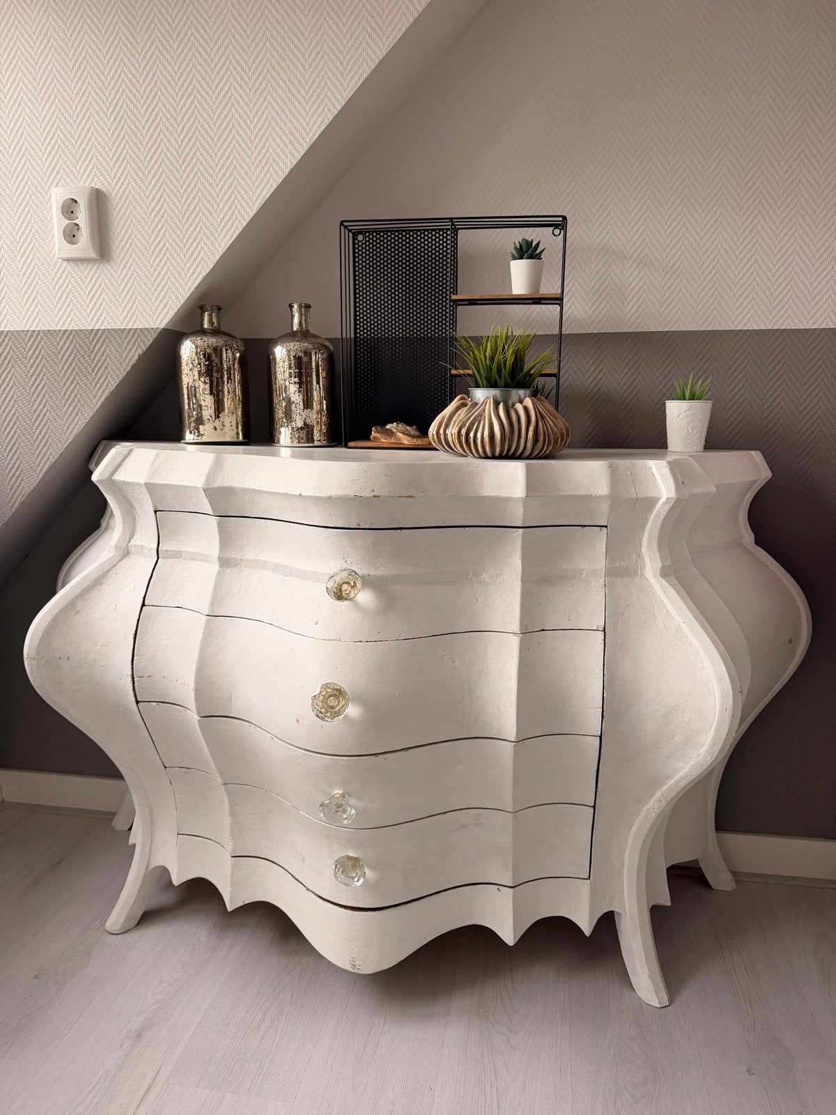 Unieke Barok Commode met 3 Lades - Wit, Huis en Inrichting, Gebruikt, 100 tot 150 cm, Ophalen of Verzenden, Met lade(s)