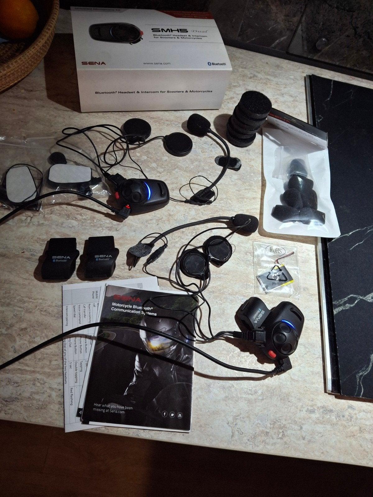 Sena SMH5 Dual Bluetooth Headset & Intercom voor Motoren, Motoren, Accessoires | Overige, Ophalen of Verzenden, Gebruikt