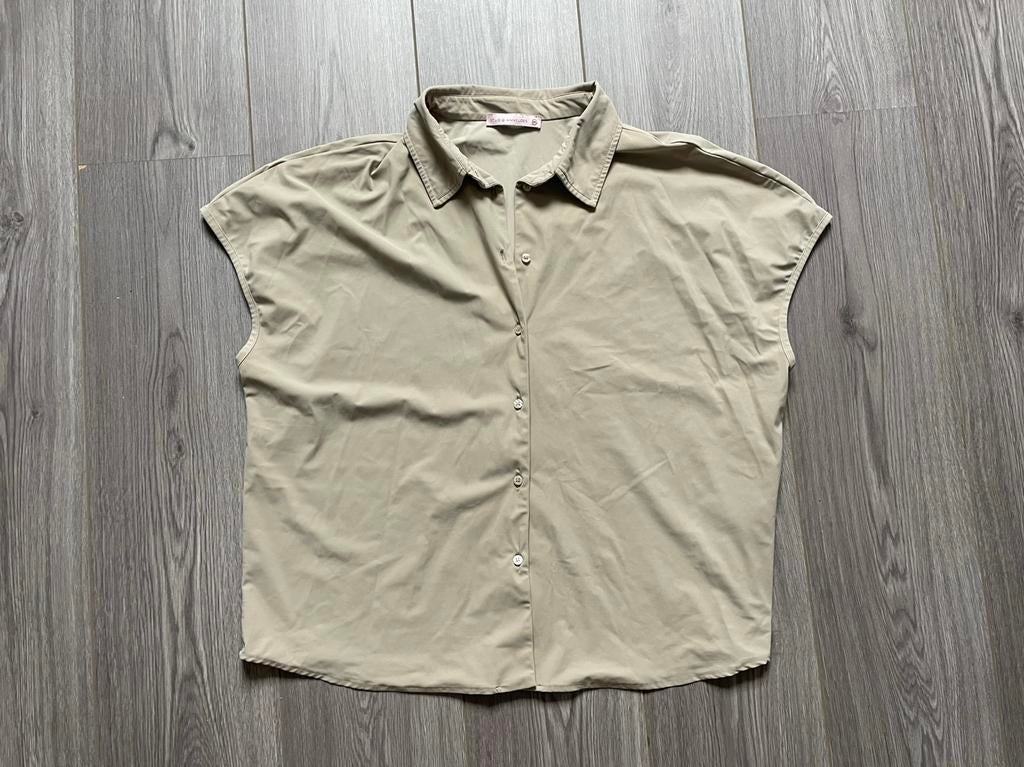 Studio Anneloes Barb blouse latte light travelstof XXL, Ophalen of Verzenden, Zo goed als nieuw, Maat 46/48 (XL) of groter, Korte mouw