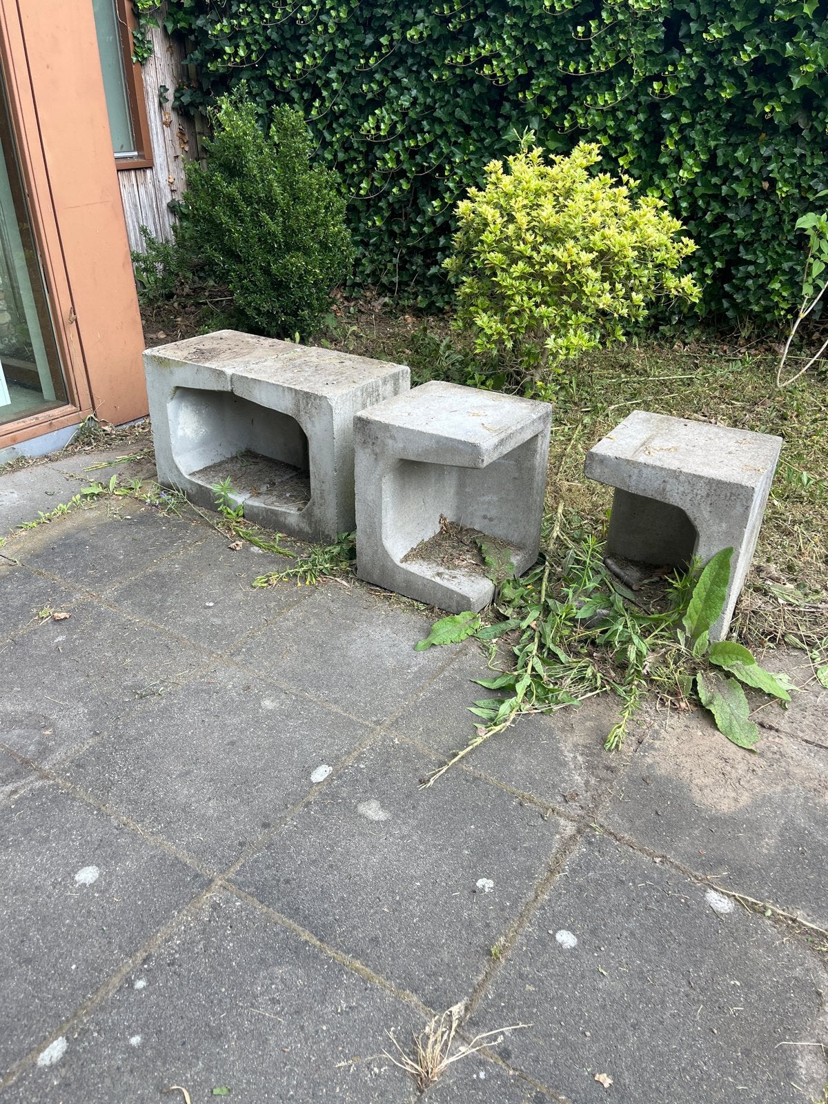 Betonnen elementen - 4 stuks, Tuin en Terras, Tuinbanken, Gebruikt, Overige materialen, Ophalen