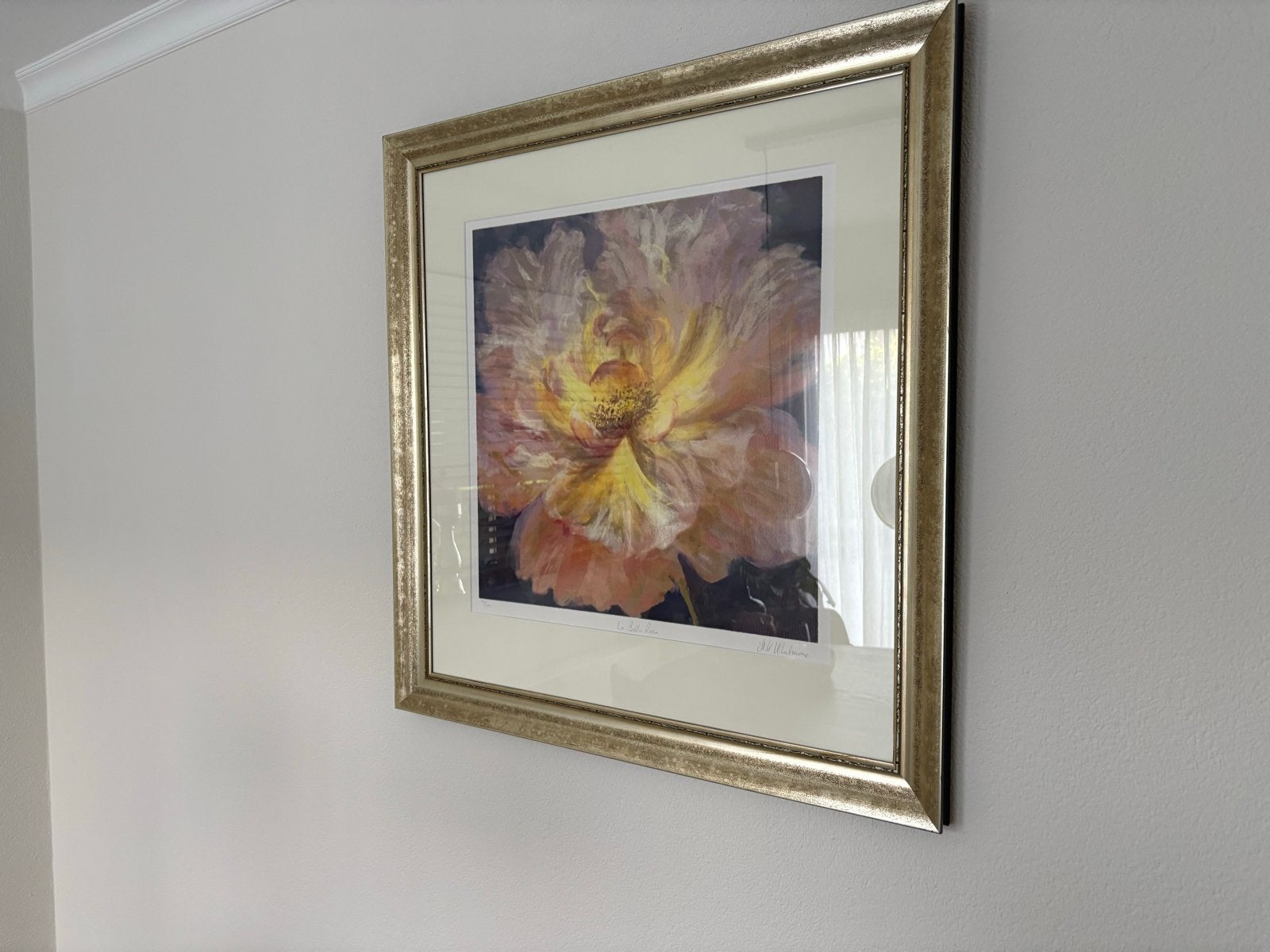 Prachtige bloemenprint in gouden lijst, Antiek en Kunst, Kunst | Schilderijen | Klassiek, Bloemen, Realistisch, Print, Papier