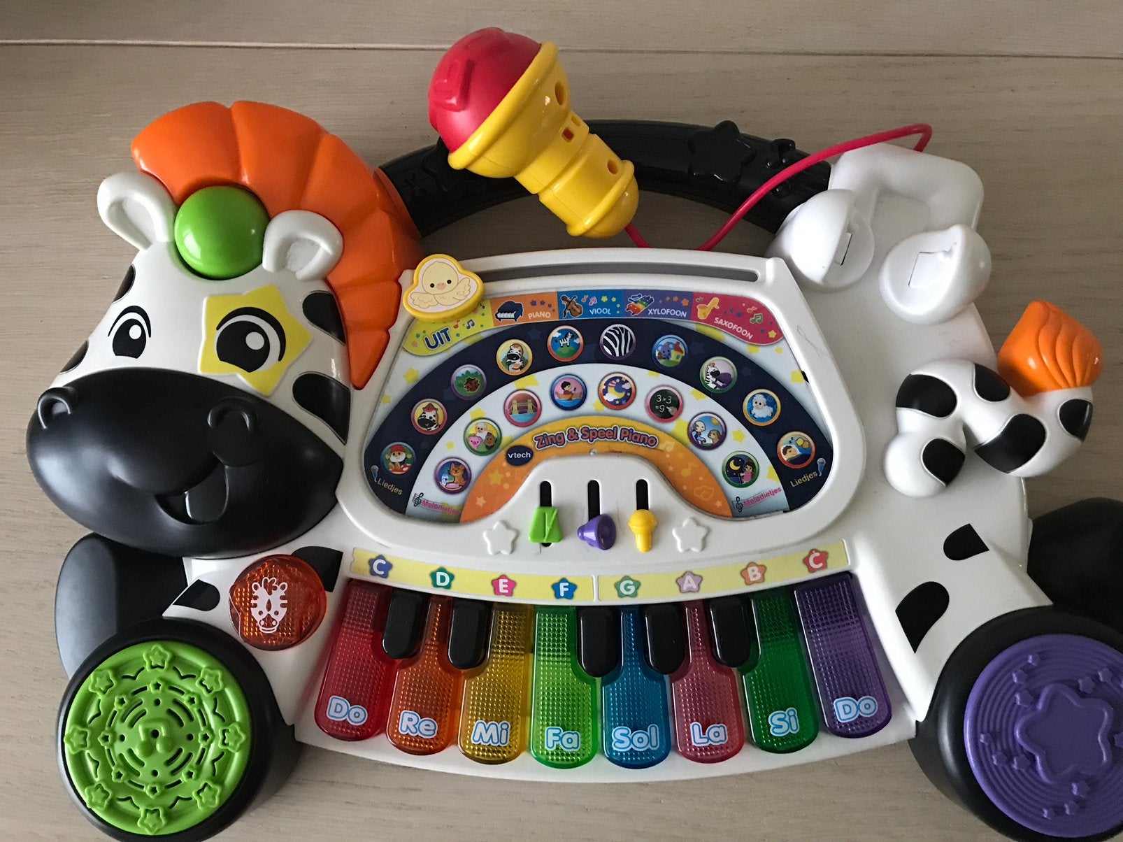 Vtech zing en speel PIANO zebra met microfoon, Ophalen, Zo goed als nieuw, 6 maanden tot 2 jaar