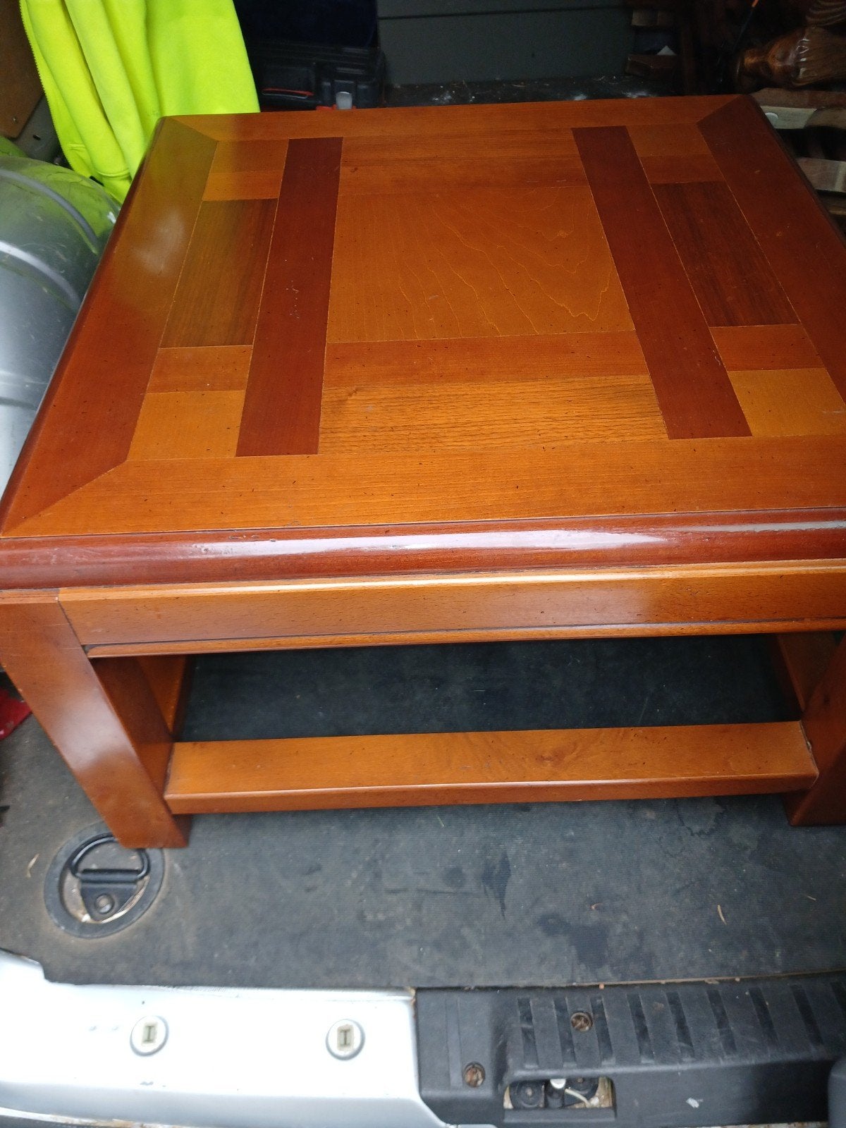 vintage kersenhouten salontafel, Ophalen, Vierkant, 50 tot 100 cm, 50 tot 100 cm