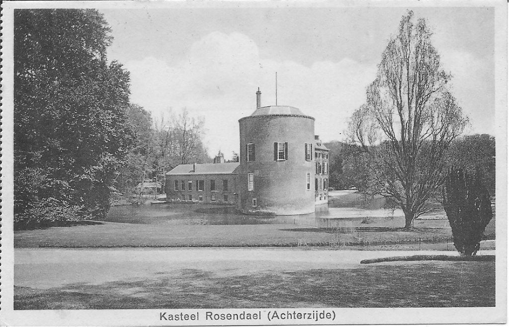 Oude ansichtkaart Kasteel Rosendael (Achterzijde), Verzamelen, Ophalen of Verzenden, 1920 tot 1940, Ongelopen, Gelderland