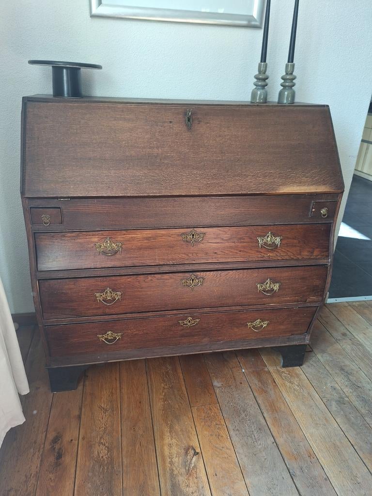 Antieke Secretaire Bureau met Rondingen - 110x112x47 cm, Ophalen, Gebruikt, Antiek, Klassiek