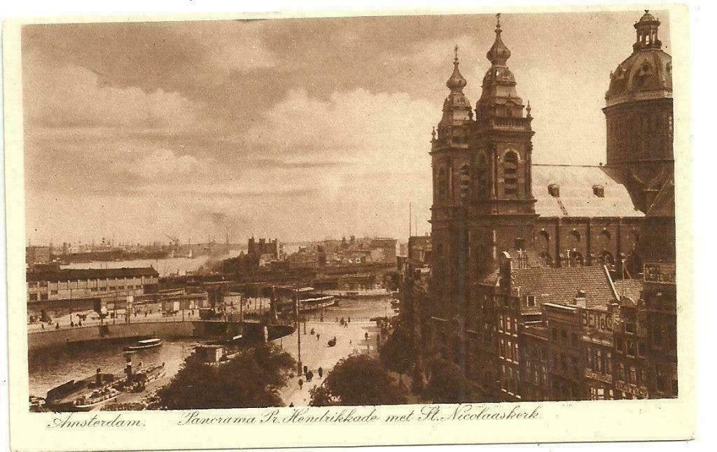 AK Amsterdam - Panorama Prins Hendrikkade m. St.Nicolaaskerk, Verzenden, 1920 tot 1940, Ongelopen, Noord-Holland