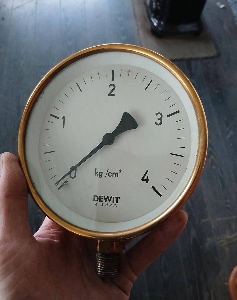 Messing manometer Drukmeter Oliedruk sleepboot opduwer schip, Ophalen of Verzenden, Motor en Techniek