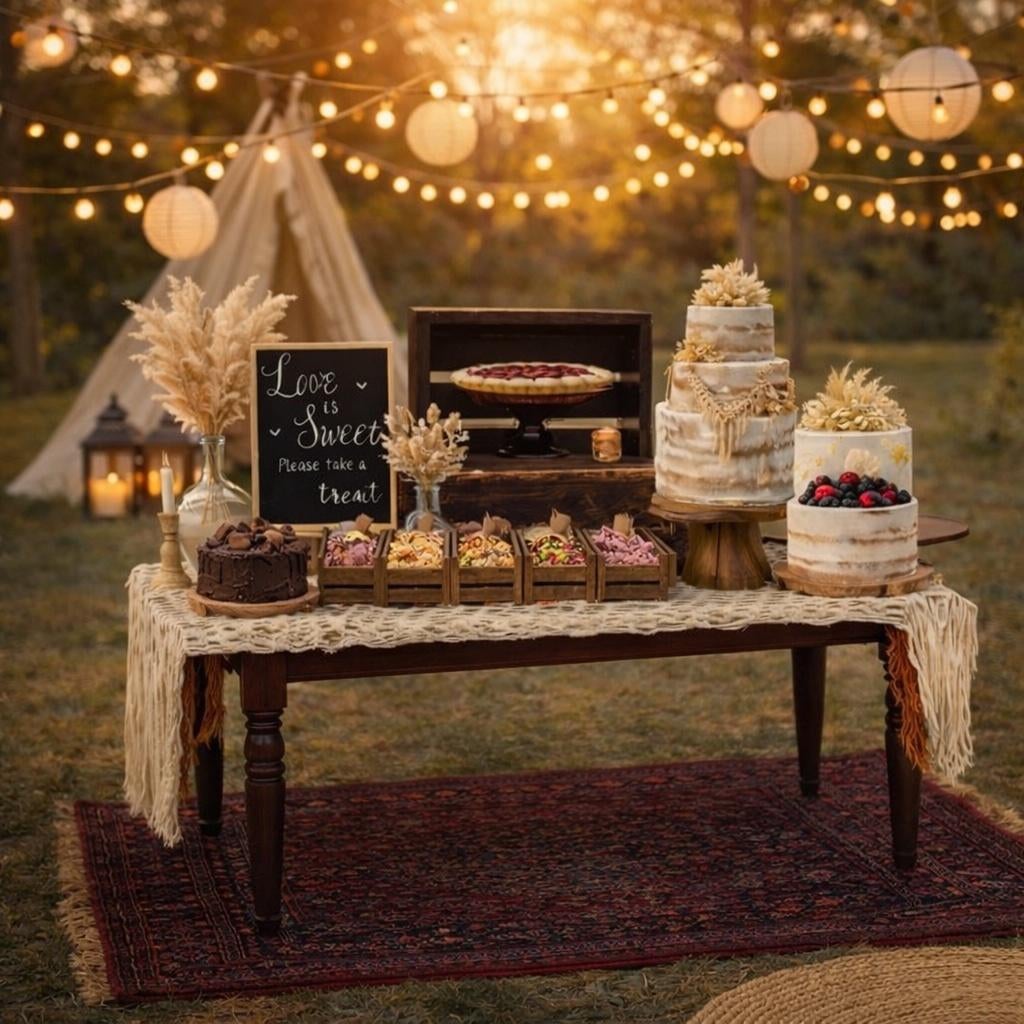 Bruiloft trouw boho bohemian festival zoet tafel styling set, Ophalen of Verzenden, Nieuw, Geboorte of Huwelijk