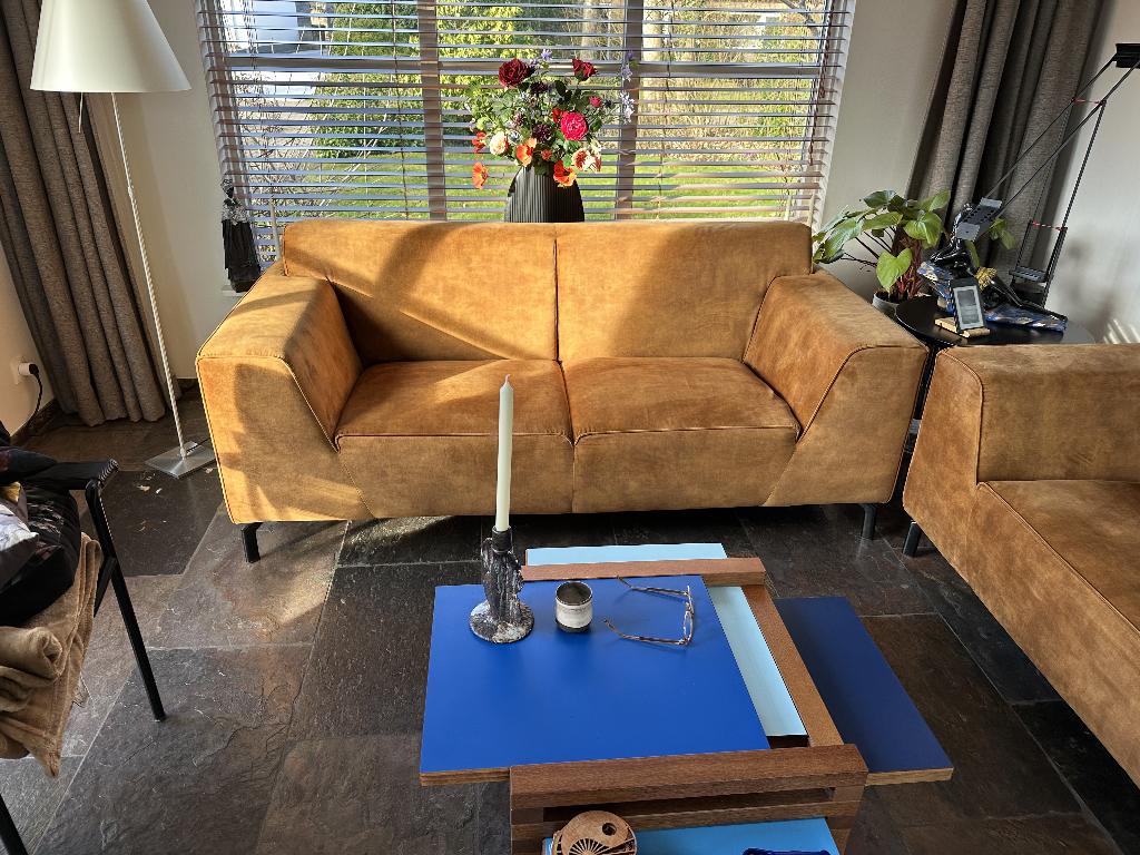 Mini Par uitschuifbare Salontafel met 4 verstelbare bladen, Ophalen, Gebruikt, Vierkant, 50 tot 100 cm