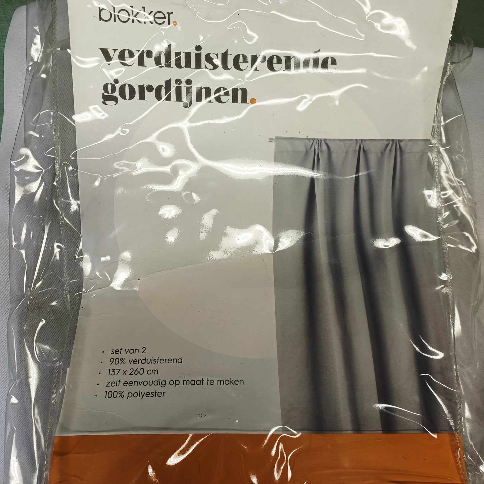 5 verduisterende gordijnen + 2 stangen, lichtgrijs, Ophalen