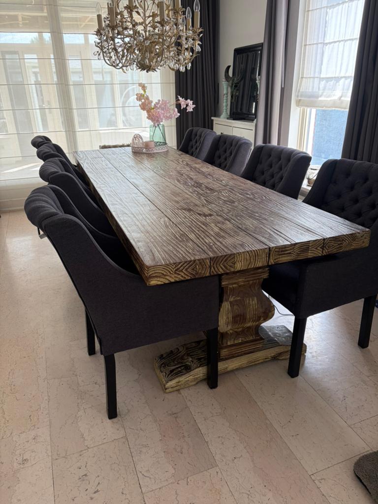 eettafel met 8 stoelen, Huis en Inrichting, Complete eetkamers, Ophalen of Verzenden, Zo goed als nieuw, 4 tot 6 stoelen