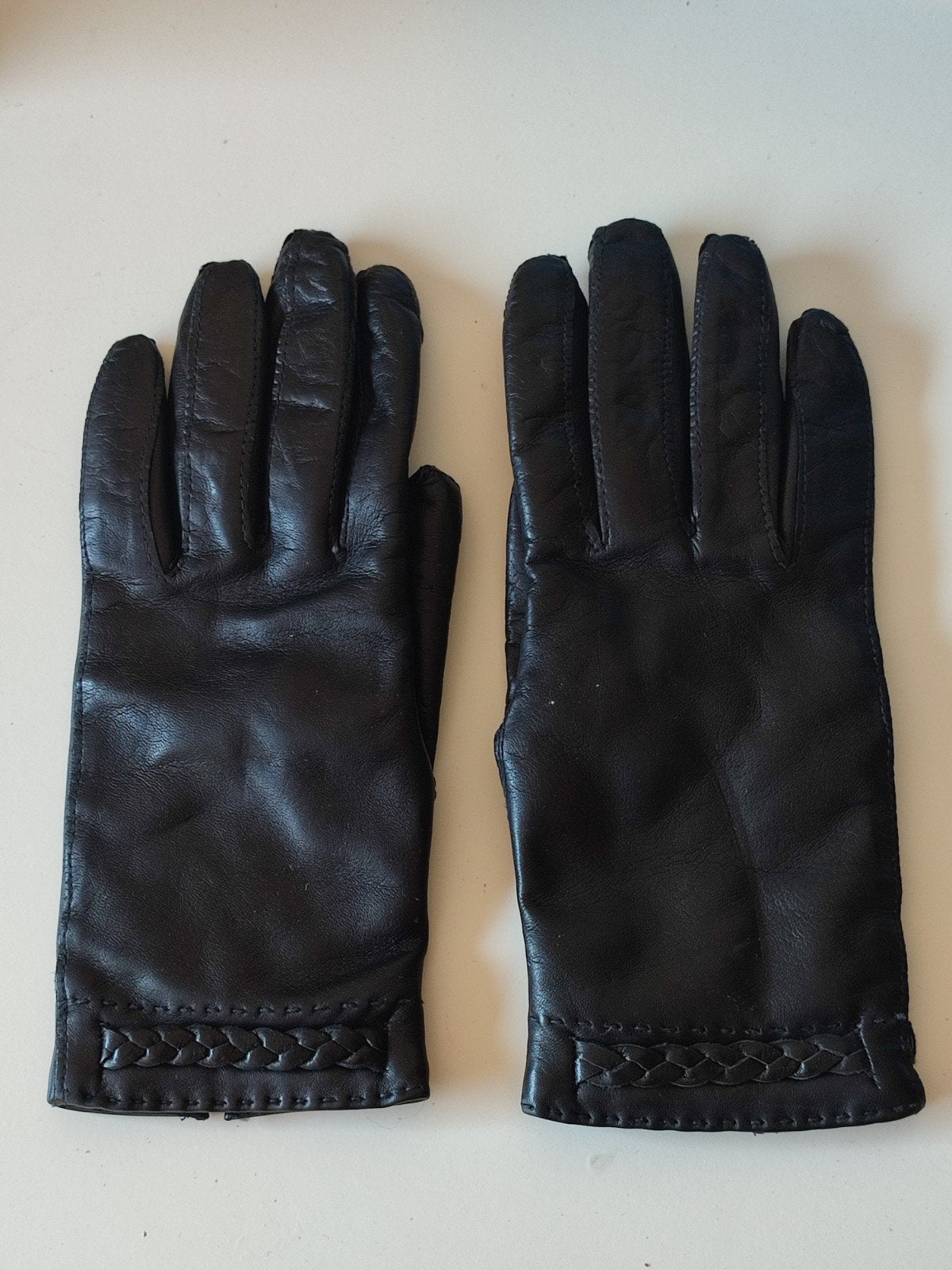 Vintage Italiaanse Leren Dames Handschoenen - Maat 7, Onbekend, Ophalen of Verzenden, Gedragen