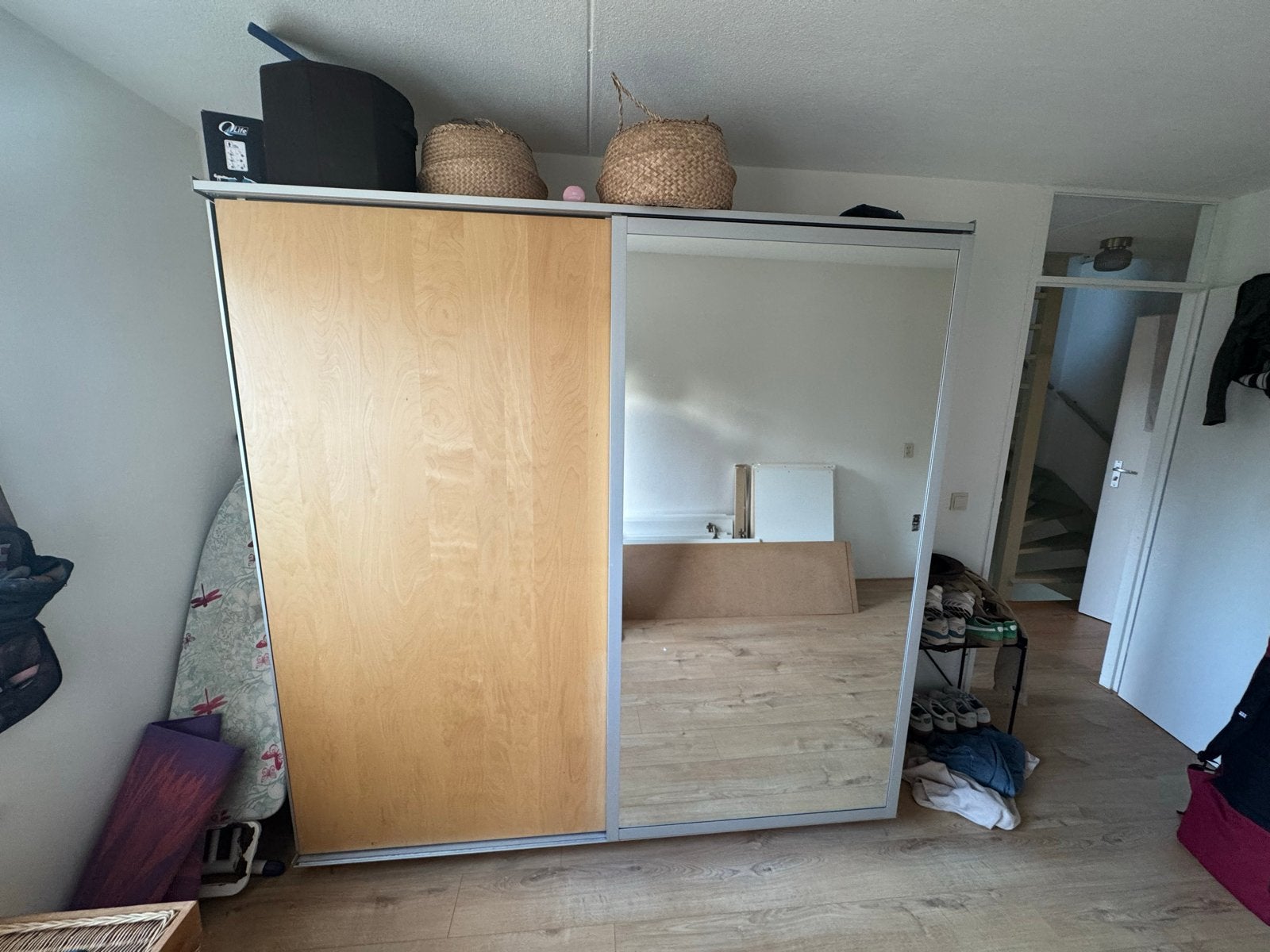 IKEA Kast met Schuifdeur, Spiegel, Broekenrek & Lades, Ophalen, Gebruikt, 200 cm of meer, 150 tot 200 cm