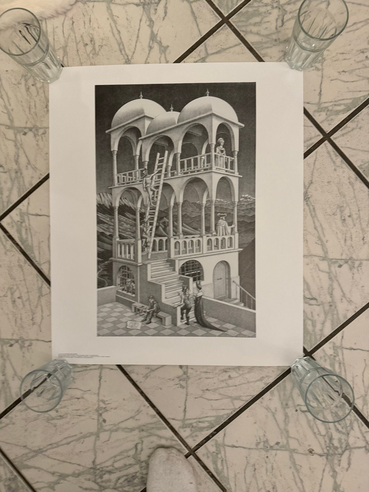 M.C. Escher 'Belvedere' Kunstprint, Rechthoekig Staand, Deurposter of groter, Nieuw, Ophalen of Verzenden