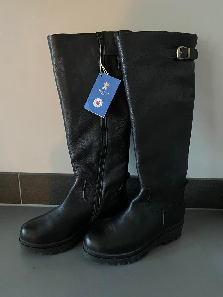 Nieuw! Prachtige leren laarzen van Werner maat 38, Kleding | Dames, Schoenen, Ophalen of Verzenden, Nieuw, Zwart, Hoge laarzen