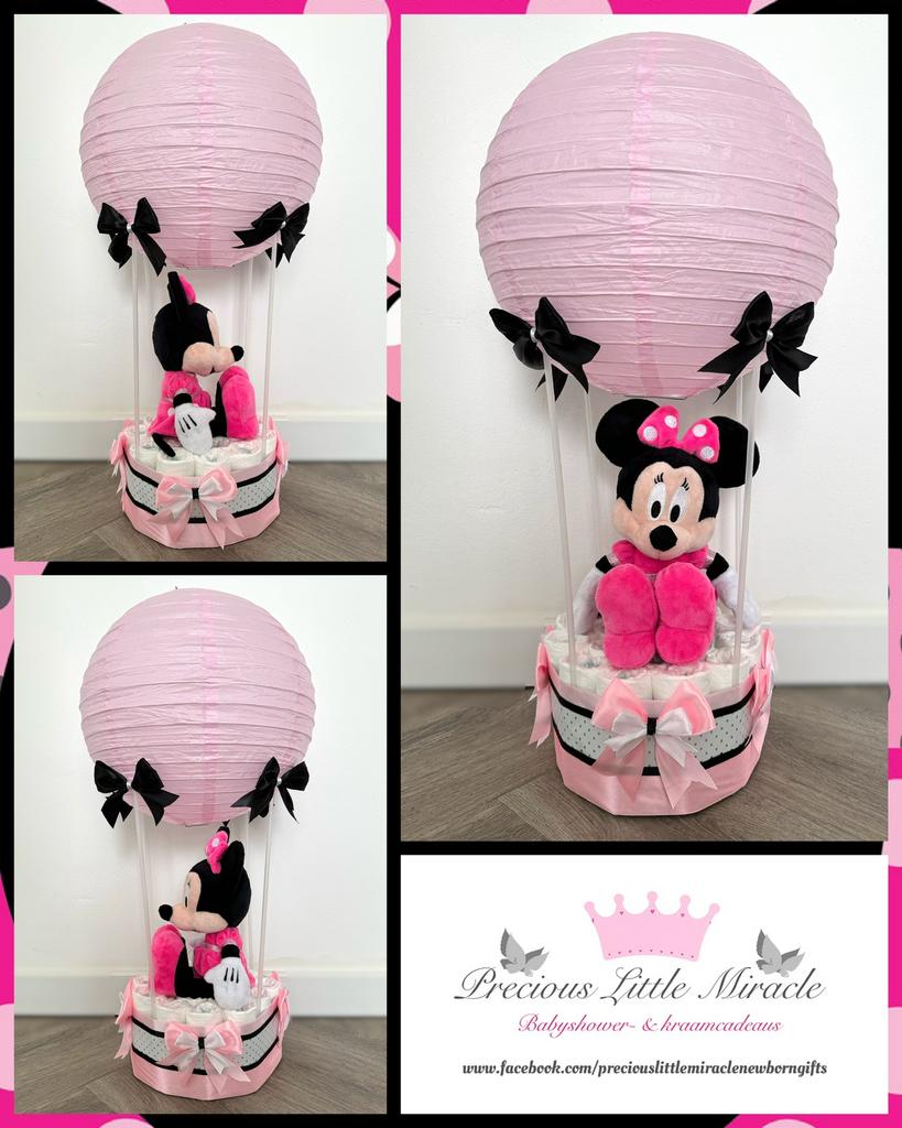 Luiertaart luchtballon Minnie Mouse, Ophalen of Verzenden, Nieuw, Kraamcadeau