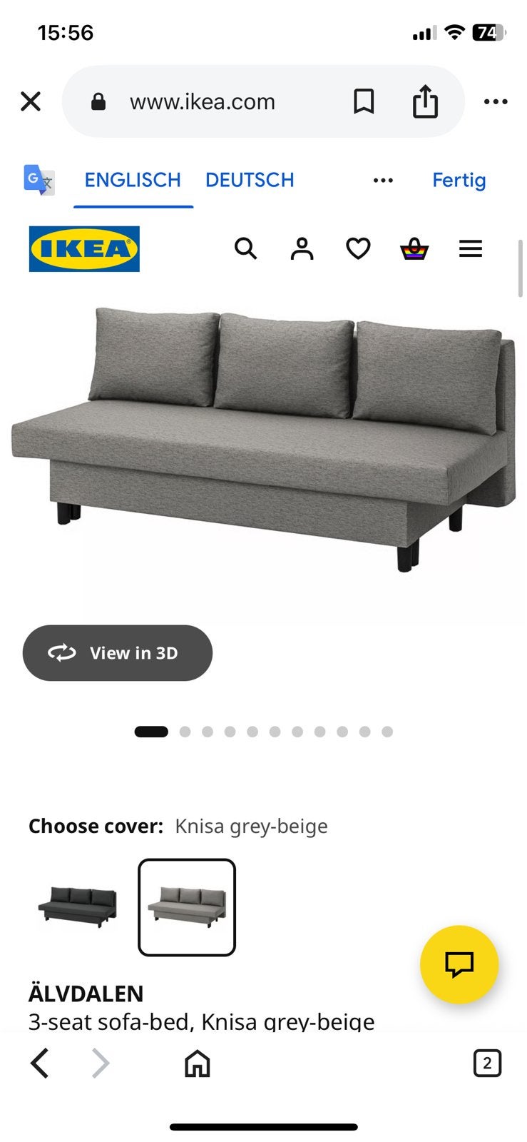 ÄLVDALEN sleepcouch FOR FREE, Ophalen, Zo goed als nieuw, Tweepersoons, Beige