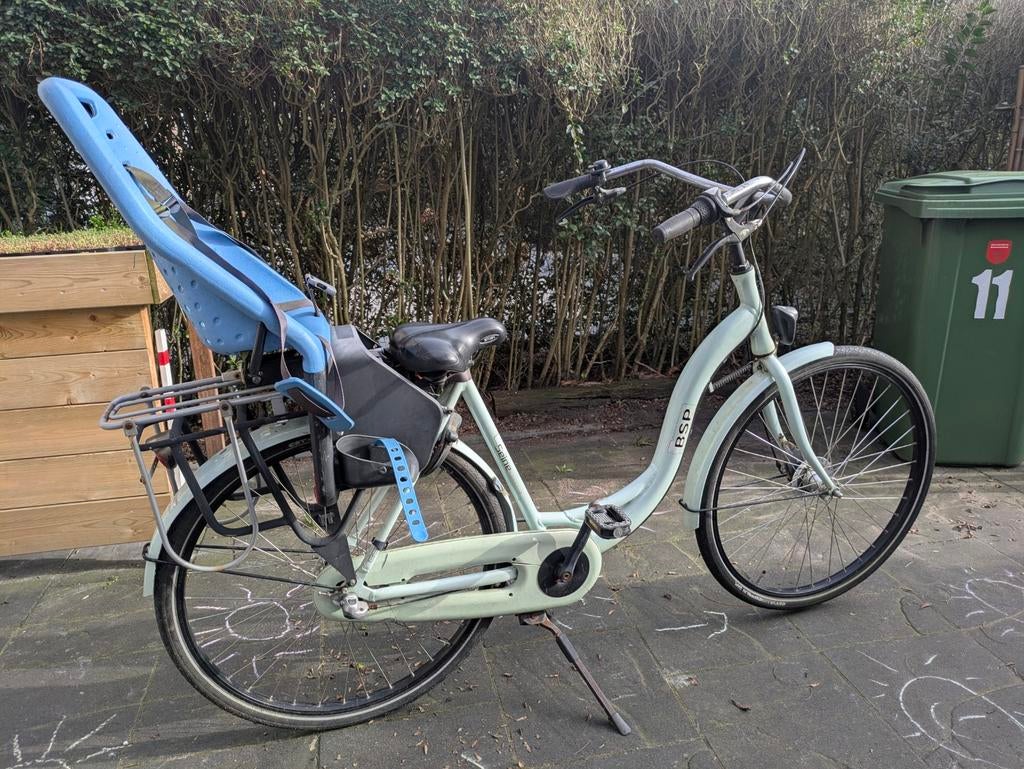 BSP fiets met lage instap en kinderzitje, Fietsen en Brommers, Fietsen | Dames | Damesfietsen, Ophalen, Gebruikt, Overige merken