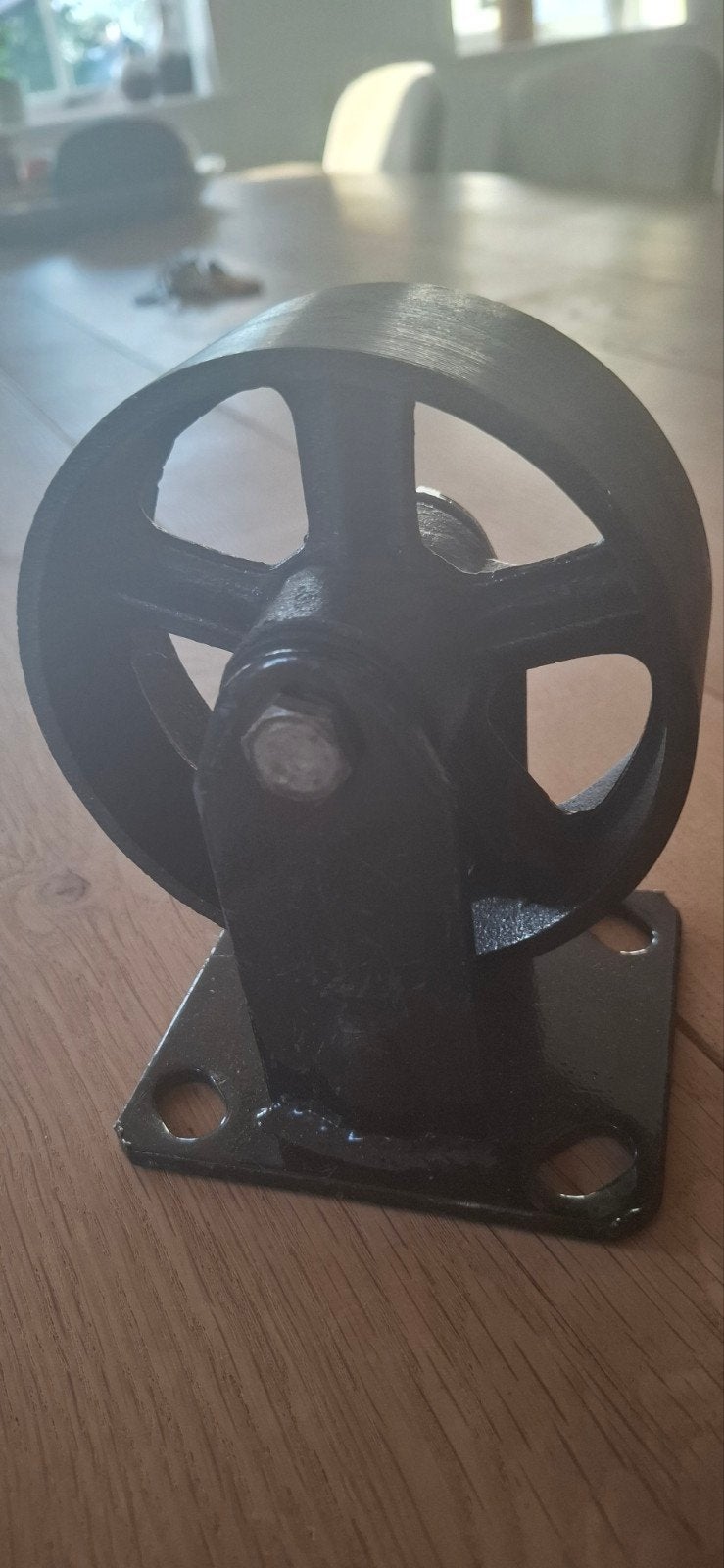 Set van 4 industriële bokwielen - robuust en decoratief, Ophalen of Verzenden, Gebruikt