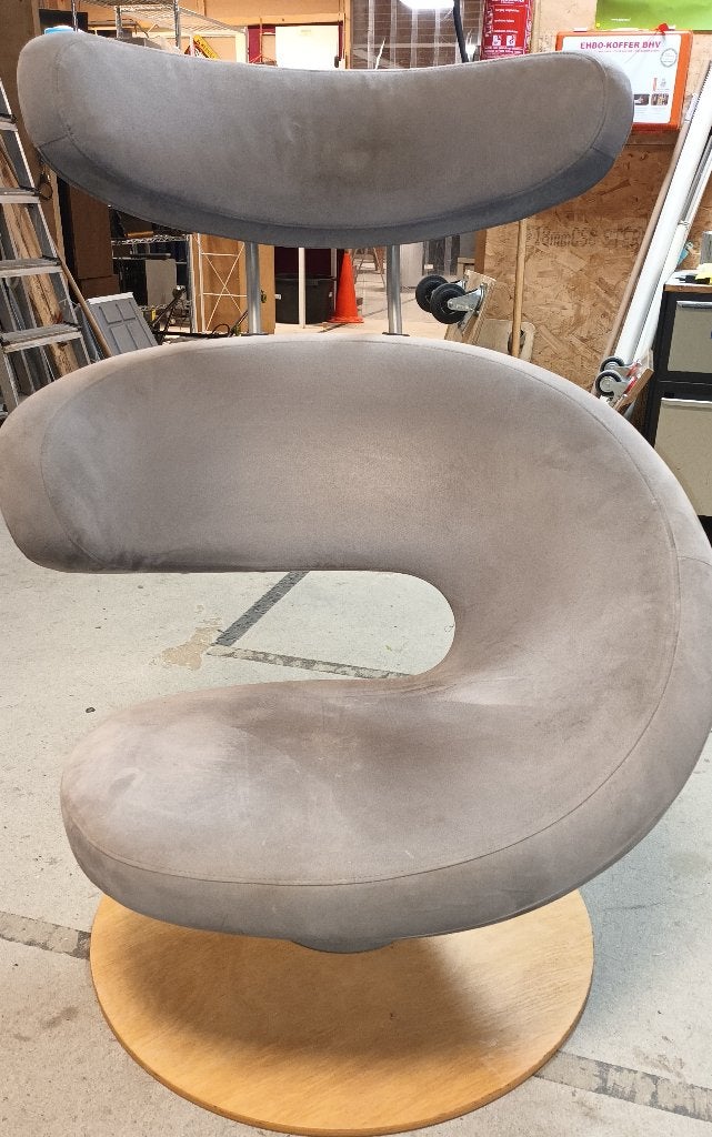 Stokke Varier Peel Fauteuil  Design Klassieker Grijs Suede, Ophalen, Hout, Gebruikt, Minder dan 75 cm
