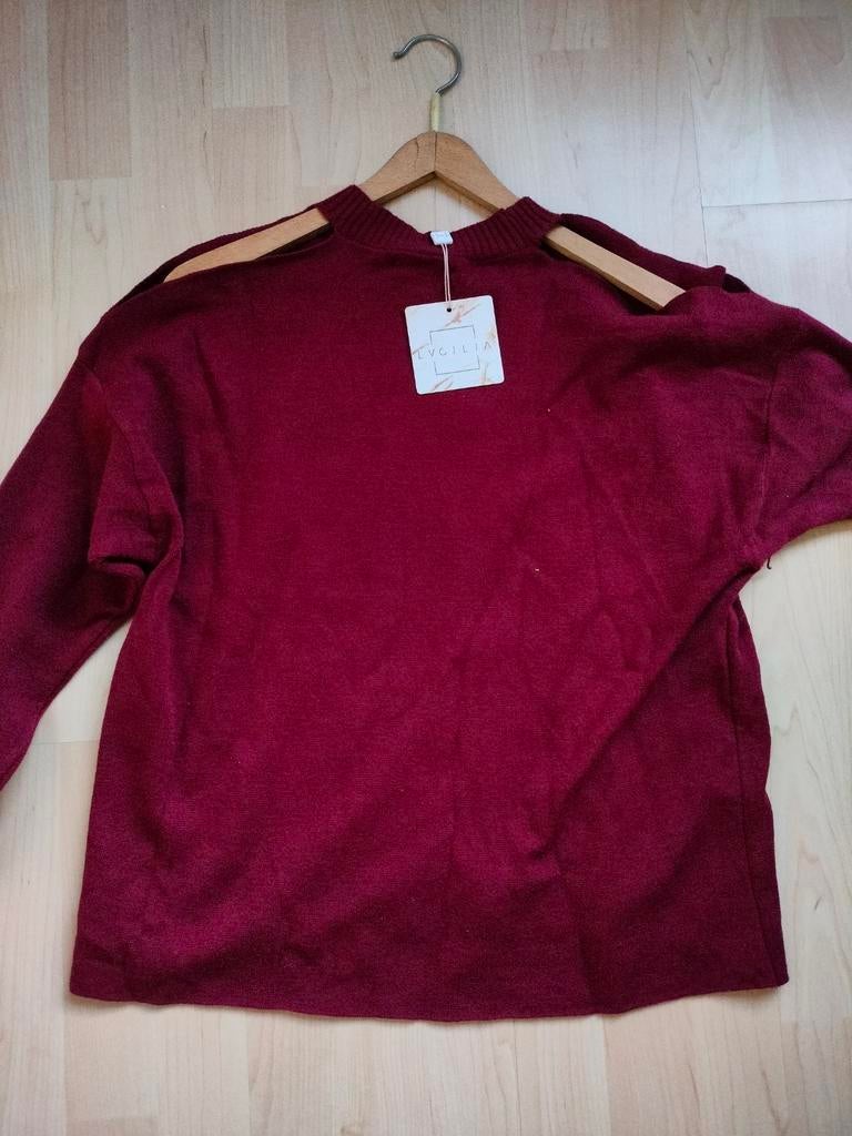 Bordeauxrode trui met open schouders, Kleding | Dames, Truien en Vesten, Nieuw, Maat 38/40 (M), Rood, Ophalen of Verzenden